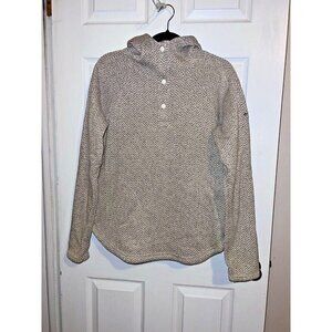 COLUMBIA Sweater Womens Beige Chevron Hoodie Outdoors Cozy Henley 1/4 Button M